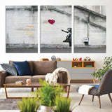 50559-MGV-CV-36X24-Banksy Girl with Balloon Wall Art – Famous Street Graffiti Canvas Print, Modern Urban Artwork for Living Room, Bedroom or Office