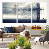 55718-MGV-CV-36X24-Surreal Cross Wall Art – Spiritual Faith Canvas Print, Abstract Christian Artwork with Modern Religious Symbol for Living Room,