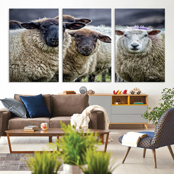 18418-MGV-CV-36X24-Sheep Wall Art Canvas Print, Framed Farmhouse Sheep Art Picture Print, Sheep Herd Perfect Rustic Farmhouse Decor Artwork