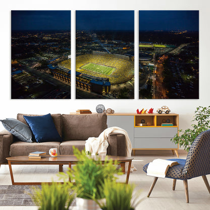 33588-MGV-CV-36X24-Football Stadium Wall Art – Aerial Night Game Canvas Print Packed Field City Lights, Sports Photography Decor for Game Room, Man