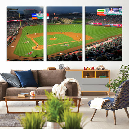 93707-MGV-CV-36X24-Los Angeles Stadium Wall Art Canvas Print, Framed Angel Stadium Field Art Picture Print, Anaheim Stadium Perfect Sports Room Decor