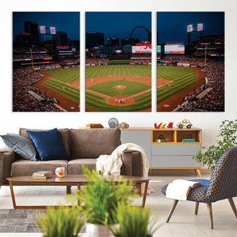 38612-MGV-CV-36X24-Busch Stadium Wall Art Canvas Print, Framed Missouri Stadium Art Picture Print, Busch Stadium Field Perfect Sports Room Decor