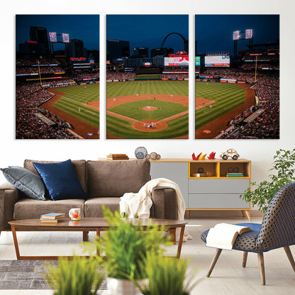 38612-MGV-CV-36X24-Busch Stadium Wall Art Canvas Print, Framed Missouri Stadium Art Picture Print, Busch Stadium Field Perfect Sports Room Decor