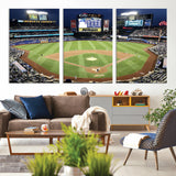 87666-MGV-CV-36X24-City Field Stadium Wall Art Canvas Print, Framed New York Stadium Art Picture Print, Citi Field Stadium Perfect Sport Room Decor