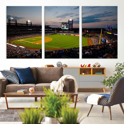 17415-MGV-CV-36X24-Philadelphia Phillies Stadium Wall Art Canvas Print, Framed Citizens Bank Park Art Picture Print, Phillies Stadium Field Perfect