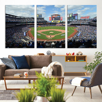 22910-MGV-CV-36X24-City Field Stadium Wall Art Canvas Print, Framed New York Stadium Art Picture Print, City Field Perfect Sport Room Decor Artwork