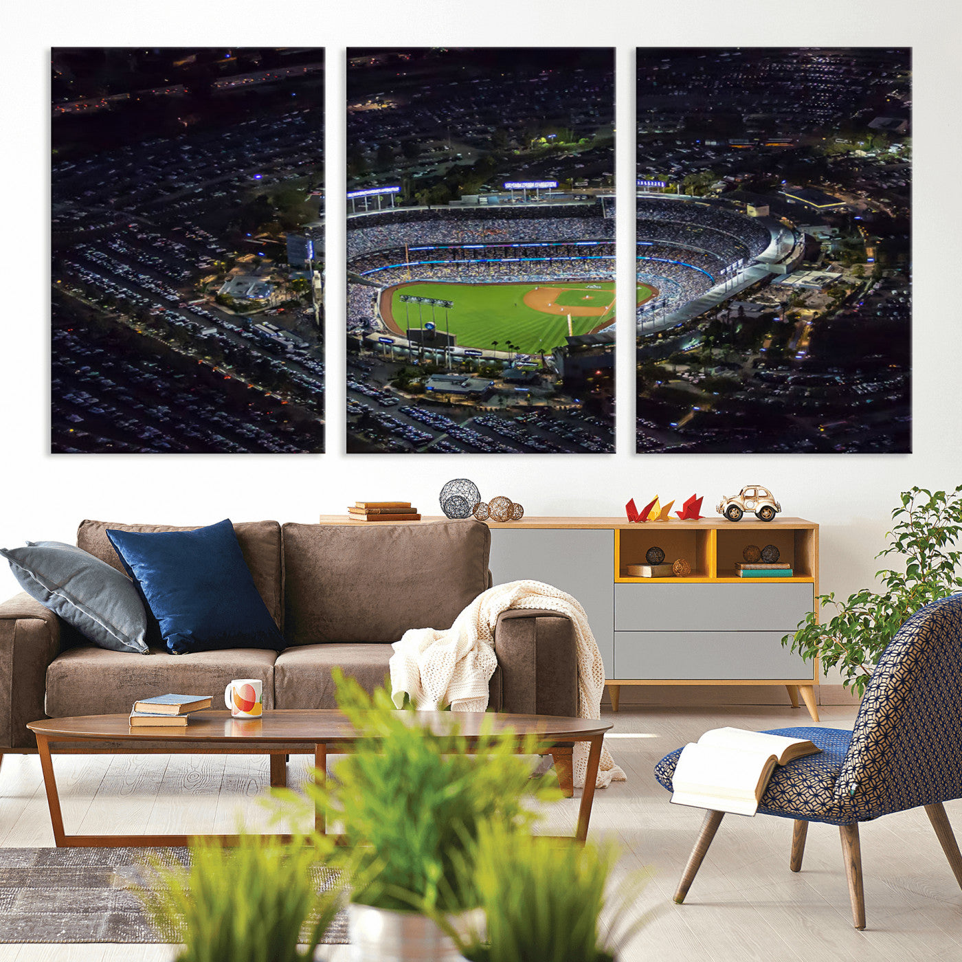 16515-MGV-CV-36X24-Dodgers Stadium Wall Art Canvas Print, Framed Baseball Stadium Art Picture Print, Dodgers Field Perfect Sport Room Decor Artwork