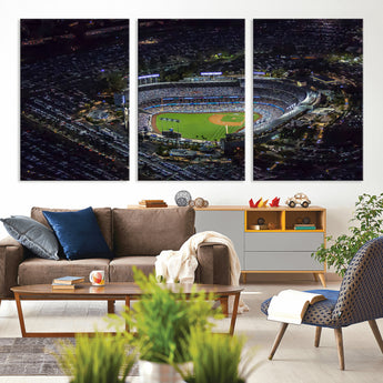 16515-MGV-CV-36X24-Dodgers Stadium Wall Art Canvas Print, Framed Baseball Stadium Art Picture Print, Dodgers Field Perfect Sport Room Decor Artwork