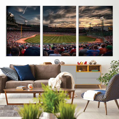 53432-MGV-CV-36X24-Fenway Park Stadium Wall Art Canvas Print, Framed Boston Baseball Stadium Art Picture Print, Massachusetts Fenway Park Perfect