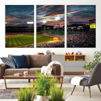 66781-MGV-CV-36X24-Baseball Stadium Wall Art – Canvas Print Evening Game Field Packed Crowd Sunset Sky Sports Photography, Dynamic Decor for Game