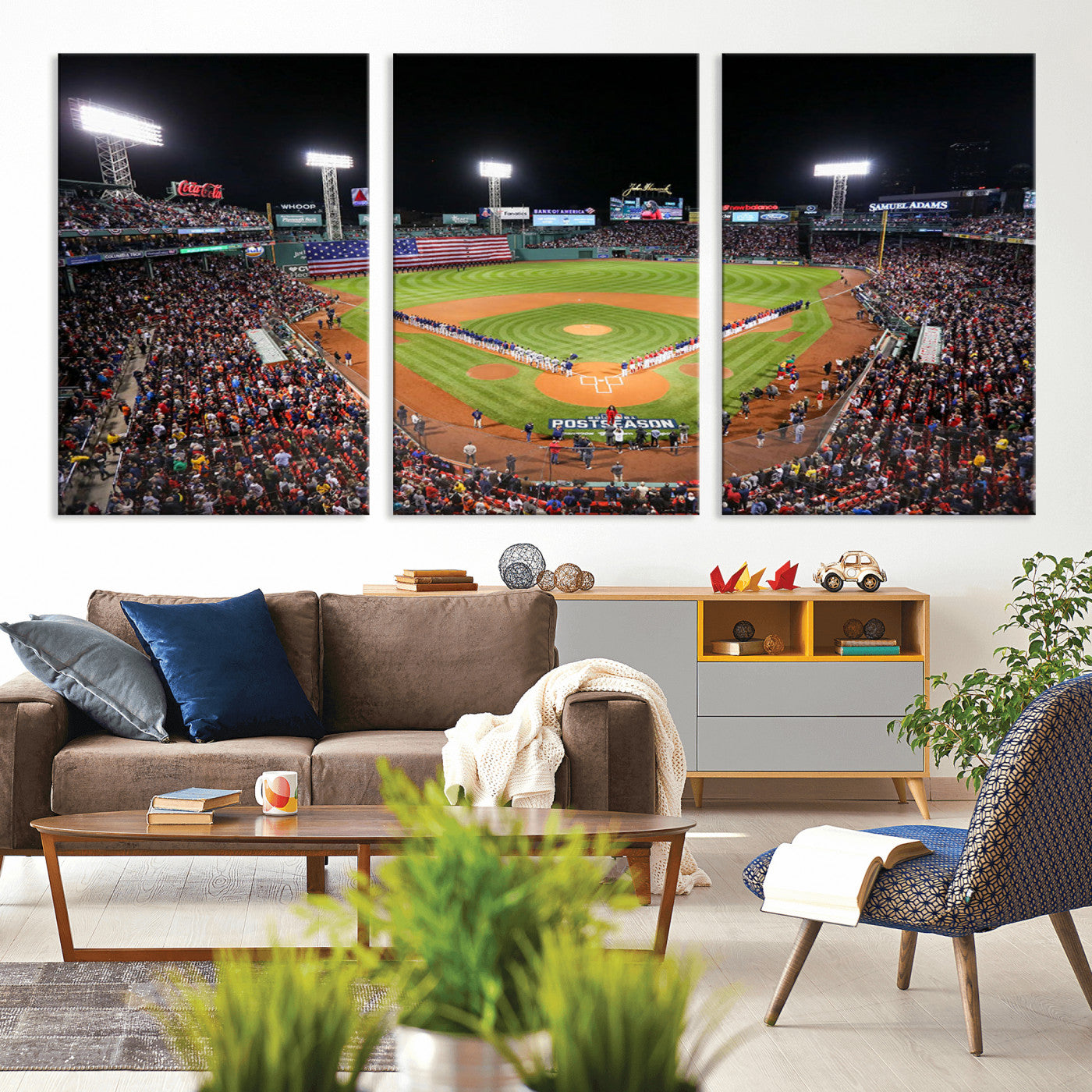 47365-MGV-CV-36X24-Fenway Park Stadium Wall Art Canvas Print, Framed Boston Baseball Stadium Art Picture Print, MLB Stadium Field Perfect Sport Room