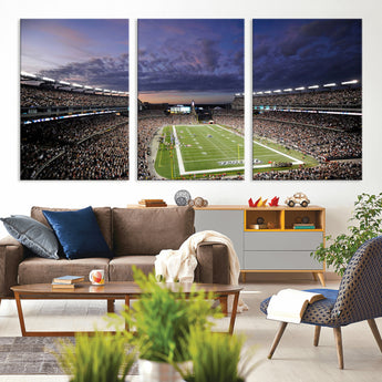 52712-MGV-CV-36X24-Gillette Stadium Field Wall Art Canvas Print, Framed Massachusetts Stadium Art Picture Print, Gillette Stadium Perfect Sport Room