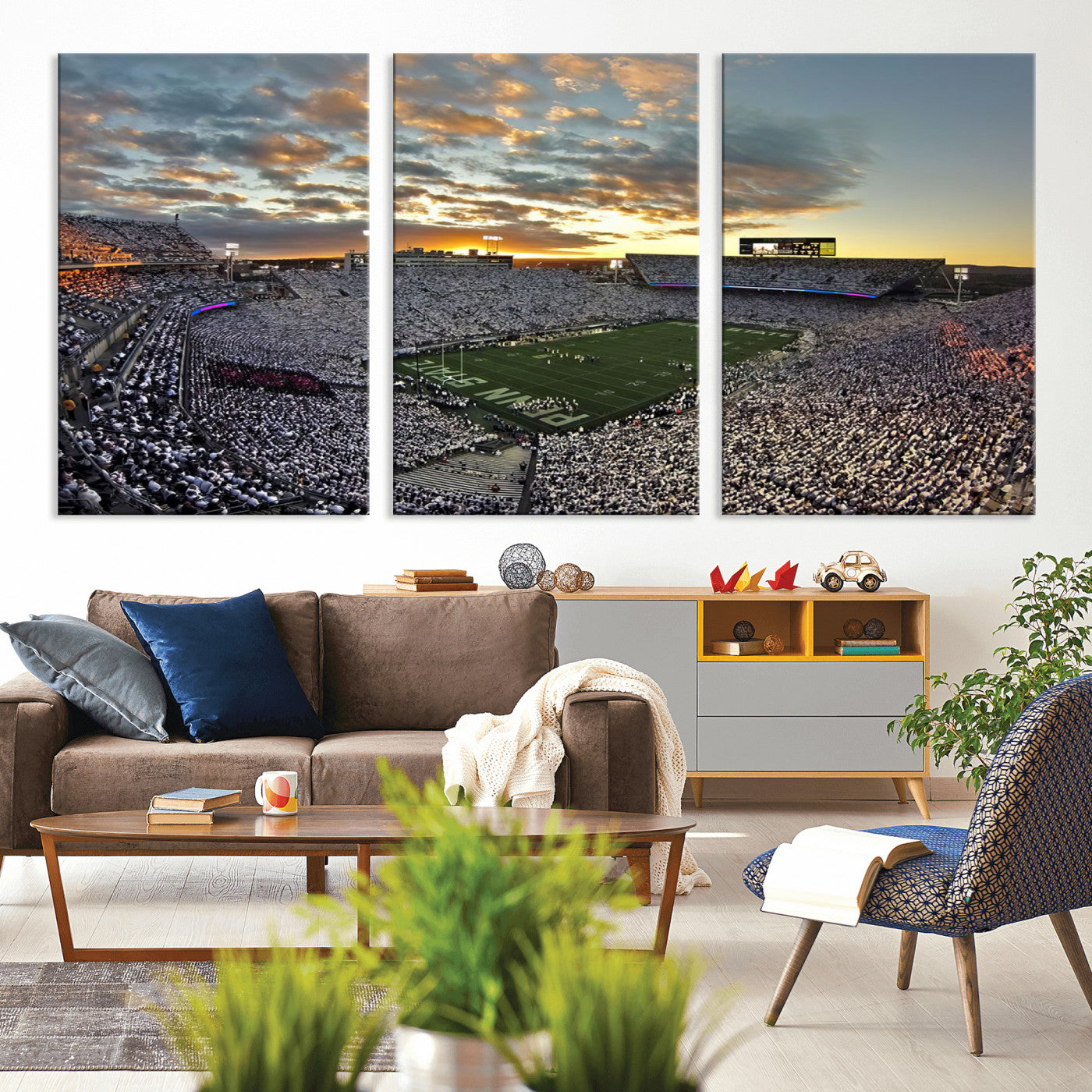 38807-MGV-CV-36X24-Beaver Stadium Wall Art Canvas Print, Framed Beaver Stadium Field Art Picture Print, Football Stadium Perfect Sport Room Decor