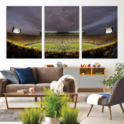 72404-MGV-CV-36X24-Michigan Wolverine Stadium Wall Art Canvas Print, Framed Michigan Stadium Art Picture Print, Football Stadium Perfect Sport Room