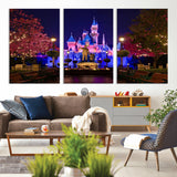 79435-MGV-CV-36X24-Disney Castle Wall Art Canvas Print, Framed Magic Kingdom Art Picture Print, Disney World Perfect Child Room Decor Artwork