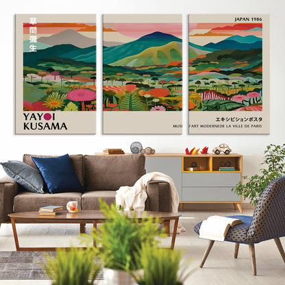 54215-MGV-CV-36X24-Yayoi Kusama Wall Art – Panoramic Japanese Landscape Canvas Print, Modern Abstract Nature Decor for Office, Bedroom or Living Room