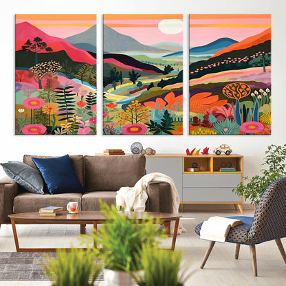 61376-MGV-CV-36X24-Floral Valley Wall Art – Panoramic Mountain Landscape Canvas Print, Vibrant Nature Decor for Living Room, Office, or Bedroom