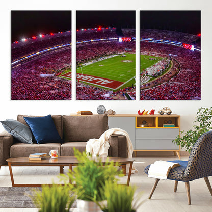 11343-MGV-CV-36X24-Bryant-Denny Stadium Wall Art – Panoramic Alabama Crimson Tide Football Field Canvas Print, Game Day Decor for Office, Man Cave or