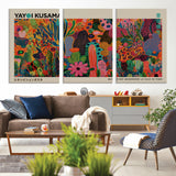 40791-MGV-CV-36X24-Kusama Inspired Wall Art – Vibrant Abstract Floral Jungle Canvas Print, Bold Pop Art Botanical Decor for Living Room, Bedroom, or