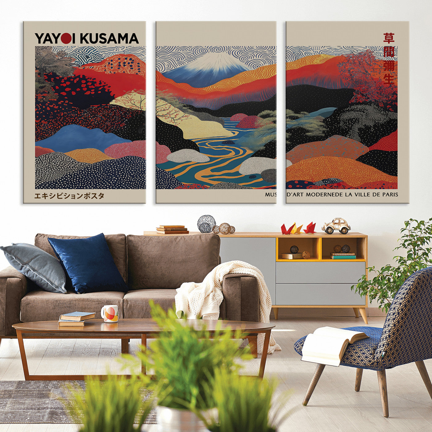 27188-MGV-CV-36X24-Yayoi Kusama Wall Art – Panoramic Abstract Landscape Canvas Print, Vibrant Modern Decor for Living Room, Bedroom, Office, or Art