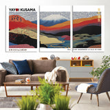 14839-MGV-CV-36X24-Yayoi Kusama Wall Art – Panoramic Mountain & River Canvas Print, Modern Abstract Japanese Landscape Decor for Living Room or