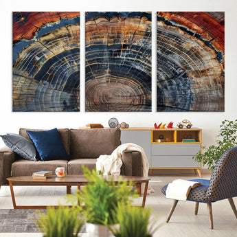63519-MGV-CV-36X24-Tree Ring Wall Art – Rustic Nature Wood Grain Canvas Print, Abstract Natural Texture Artwork Poster for Living Room, Bedroom,