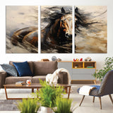 53001-MGV-CV-36X24-Wild Horse Wall Art – Majestic Stallion Canvas Print with Flowing Mane, Rustic Western Style Painting for Living Room, Office or
