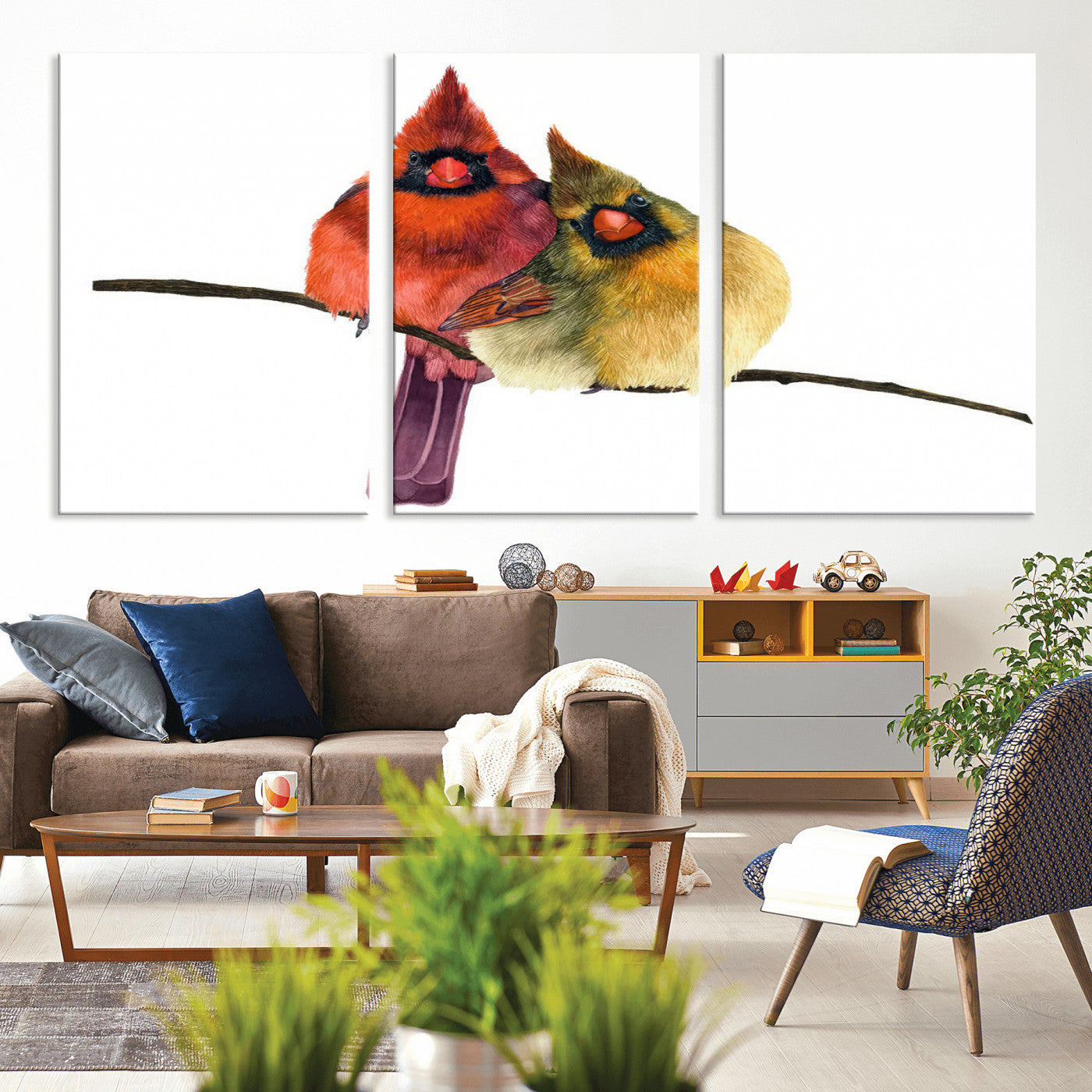 67752-MGV-CV-36X24-Cardinal Couple Wall Art – Male and Female Cardinal Canvas Print, Romantic Bird Artwork for Nature Lovers, Living Room, Bedroom,