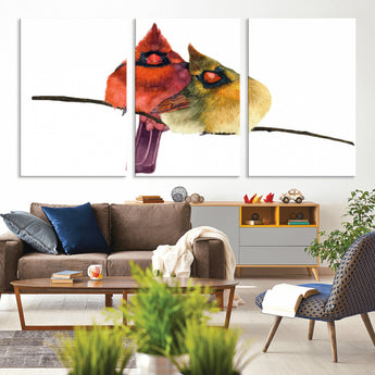 67752-MGV-CV-36X24-Cardinal Couple Wall Art – Male and Female Cardinal Canvas Print, Romantic Bird Artwork for Nature Lovers, Living Room, Bedroom,