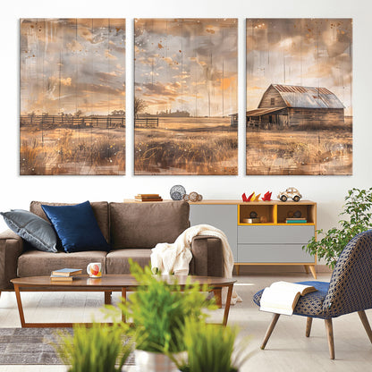 FARM2-MGV-CV-36X24-Rustic Farmhouse Wall Art Canvas Print, Framed Old Barn Art Picture Print, Southwestern Farmhouse Perfect Rustic Decor Artwork