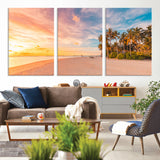41542880-MGV-CV-36X24-Tropical Beach Wall Art Canvas Print, Framed Palm Trees Art Picture Print, Sunset Shore Perfect Tropical Coastal Decor Artwork