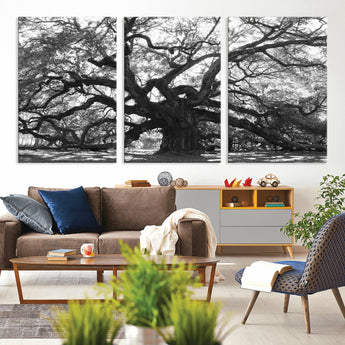 81655611-MGV-CV-36X24-Ancient Oak Wall Art Canvas Print, Framed Twisted Branches Art Picture Print, Gnarled Tree Perfect Moody Nature Decor Artwork