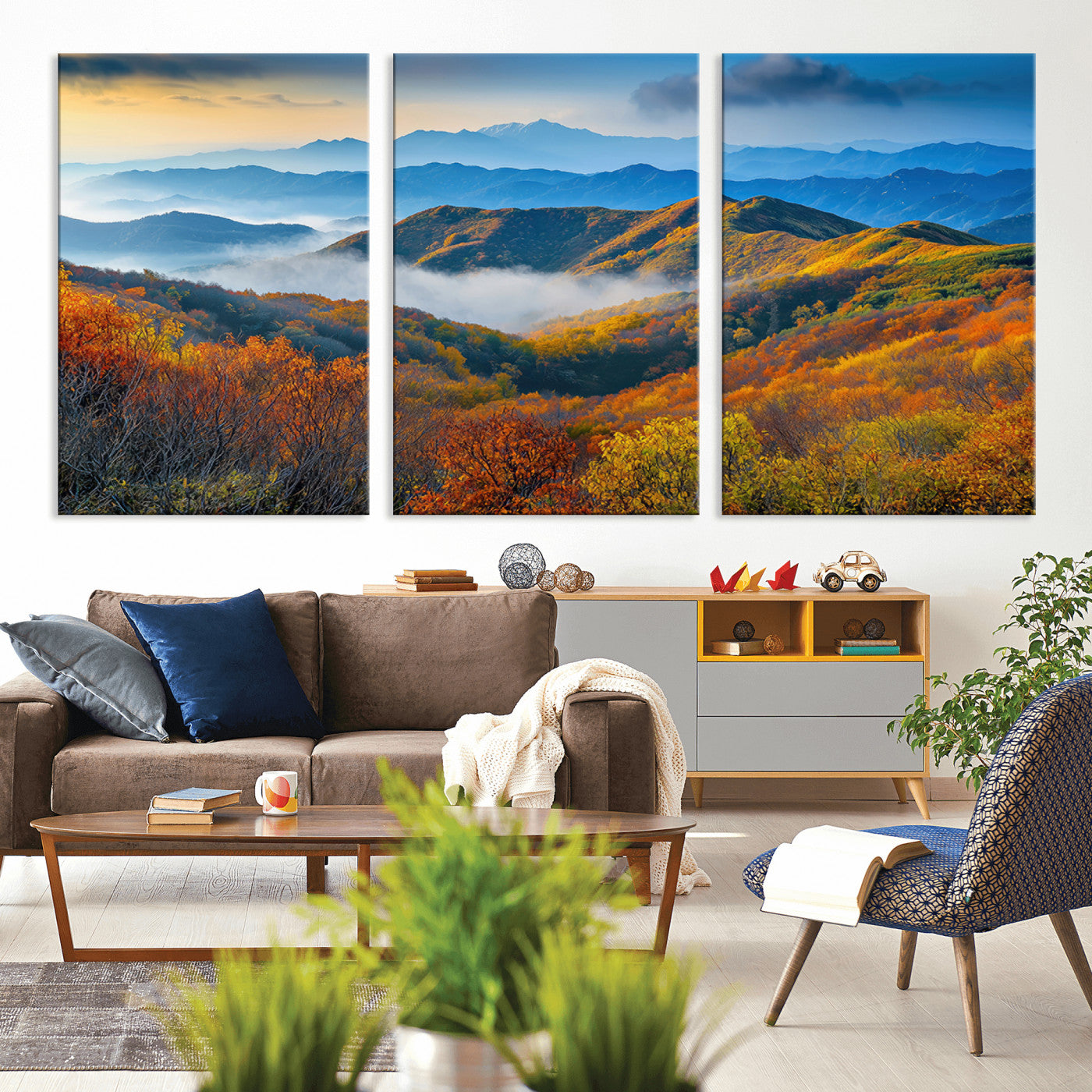 86772247-MGV-CV-36X24-Autumn Mountains Wall Art Canvas Print, Framed Fall Foliage Art Picture Print, Vibrant Hills Perfect Vibrant Nature Decor Artwork