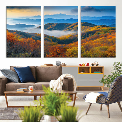 86772247-MGV-CV-36X24-Autumn Mountains Wall Art Canvas Print, Framed Fall Foliage Art Picture Print, Vibrant Hills Perfect Vibrant Nature Decor Artwork