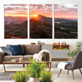 50957419-MGV-CV-36X24-Mountain Sunrise Wall Art Canvas Print, Framed Alpine Ridge Art Picture Print, Mountain Range Perfect Vibrant Rustic Decor Artwork