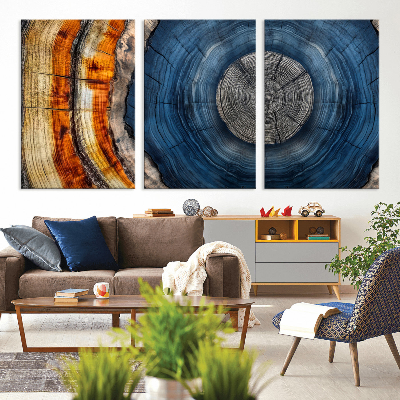 84489410-MGV-CV-36X24-Framed Abstract Tree Ring Wall Art Print, Natural Rustic Wood Texture Canvas Print, Wood Tree Stump Farmhouse, Log Cabin Wooden