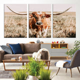 54986862-MGV-CV-36X24-Majestic Longhorn Wall Art – Canvas Print of Graceful Strength & Bold Spirit, Wild Plains Beauty Nature Inspired Rustic Decor for
