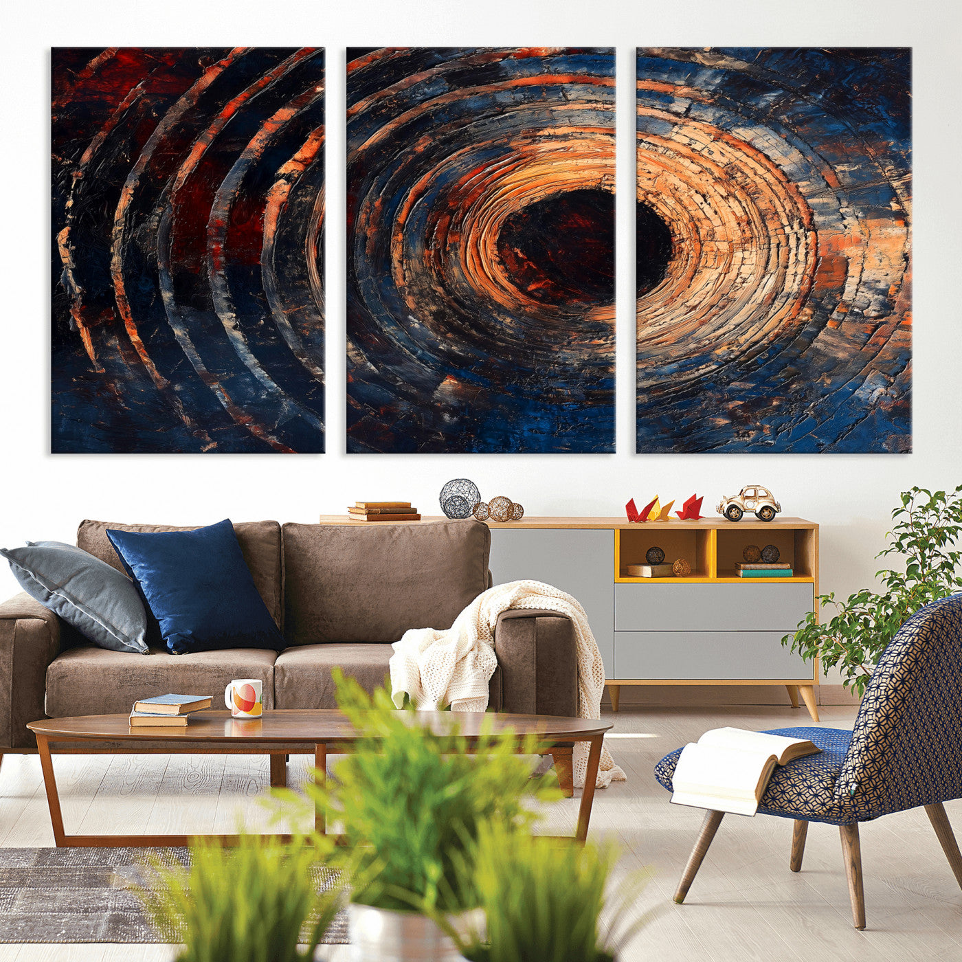 10017879-MGV-CV-36X24-Wood Tree Ring Wall Art Canvas Print, Framed Natural Wood Art Picture Print, Rustic Tree Slice Perfect Rustic Decor Artwork