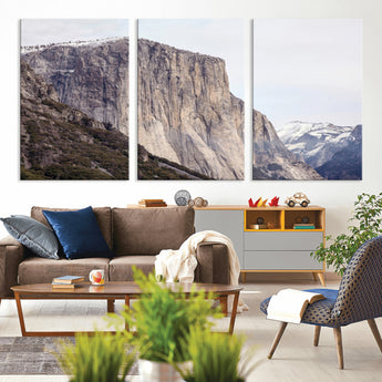 74506434-MGV-CV-36X24-El Capitan Wall Art Canvas Print, Framed Yosemite Cliff Art Picture Print, Sierra Nevada Perfect Sierra Minimalism Decor Artwork