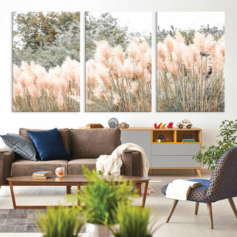 21826392-MGV-CV-36X24-Pampas Grass Wall Art Canvas Print, Framed Soft Pampas Art Picture Print, Pastel Grasses Perfect Soft Neutral Boho Decor Artwork