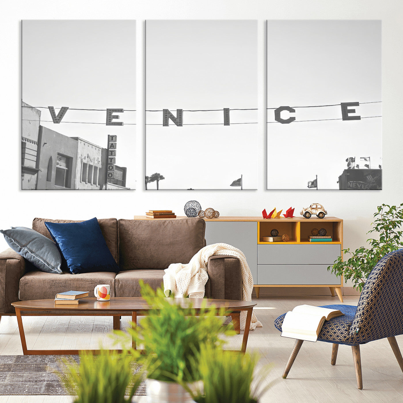 68254589-MGV-CV-36X24-Venice Sign Wall Art Canvas Print, Framed Venice Letters Art Picture Print, Los Angeles Perfect Minimalist Urban Decor Artwork
