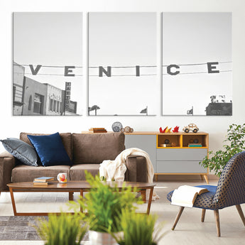68254589-MGV-CV-36X24-Venice Sign Wall Art Canvas Print, Framed Venice Letters Art Picture Print, Los Angeles Perfect Minimalist Urban Decor Artwork