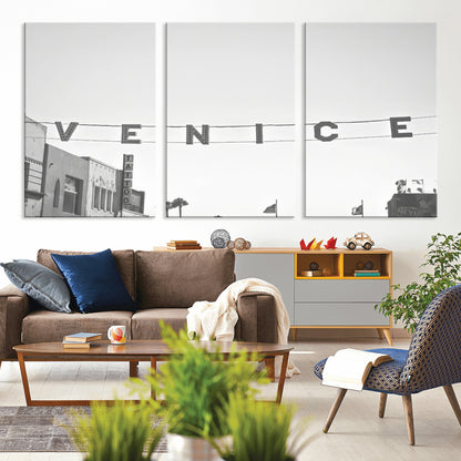 68254589-MGV-CV-36X24-Venice Sign Wall Art Canvas Print, Framed Venice Letters Art Picture Print, Los Angeles Perfect Minimalist Urban Decor Artwork
