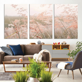 79164340-MGV-CV-36X24-Pastel Grasses Wall Art Canvas Print, Framed Soft Meadow Art Picture Print, Field in Breeze Perfect Pastel Minimal Decor Artwork