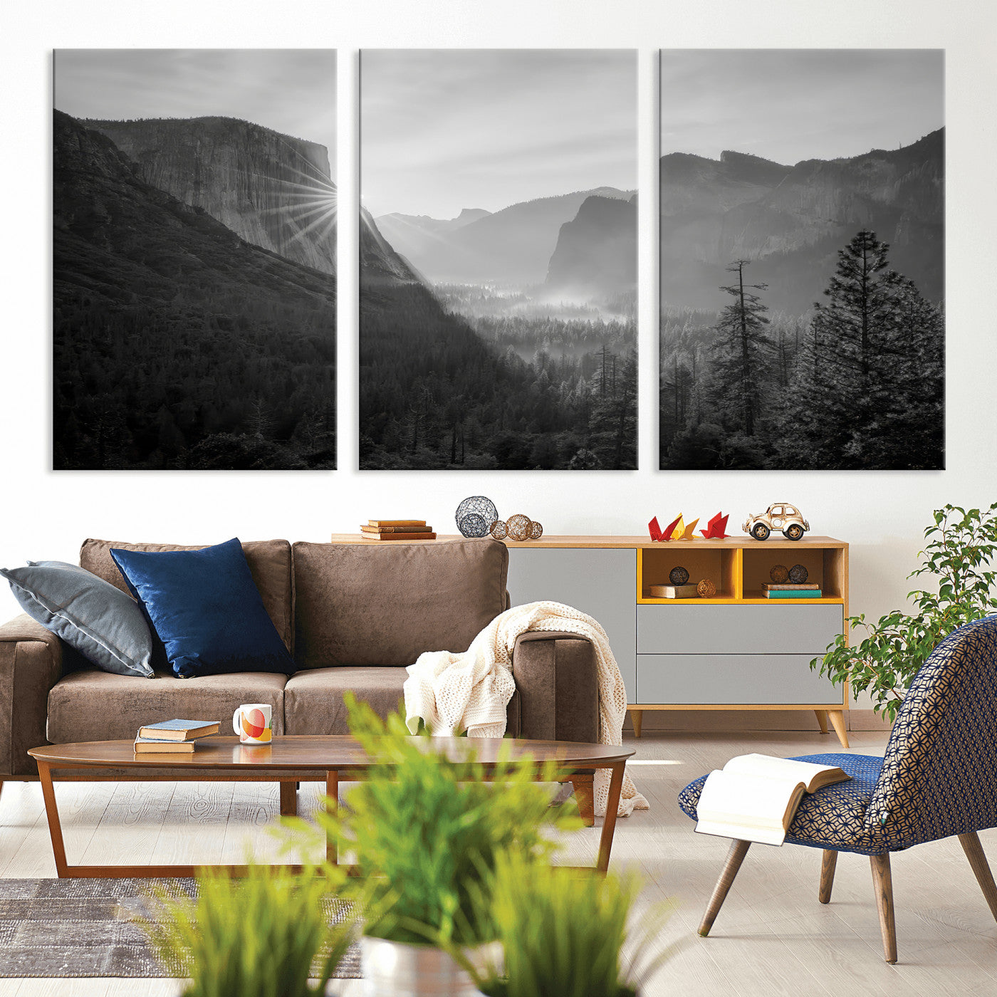 39278955-MGV-CV-36X24-Yosemite Valley Wall Art Canvas Print, Framed El Capitan Art Picture Print, Misty Mountain Perfect Modern Rustic Decor Artwork