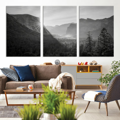 39278955-MGV-CV-36X24-Yosemite Valley Wall Art Canvas Print, Framed El Capitan Art Picture Print, Misty Mountain Perfect Modern Rustic Decor Artwork
