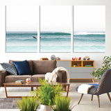 56345117-MGV-CV-36X24-Minimalist Surfing Wall Art Canvas Print, Framed Ocean Waves Art Picture Print, Soft Ocean Perfect Minimalist Coastal Decor