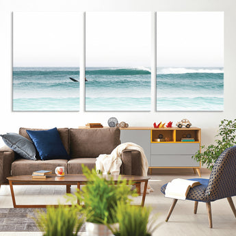 56345117-MGV-CV-36X24-Minimalist Surfing Wall Art Canvas Print, Framed Ocean Waves Art Picture Print, Soft Ocean Perfect Minimalist Coastal Decor