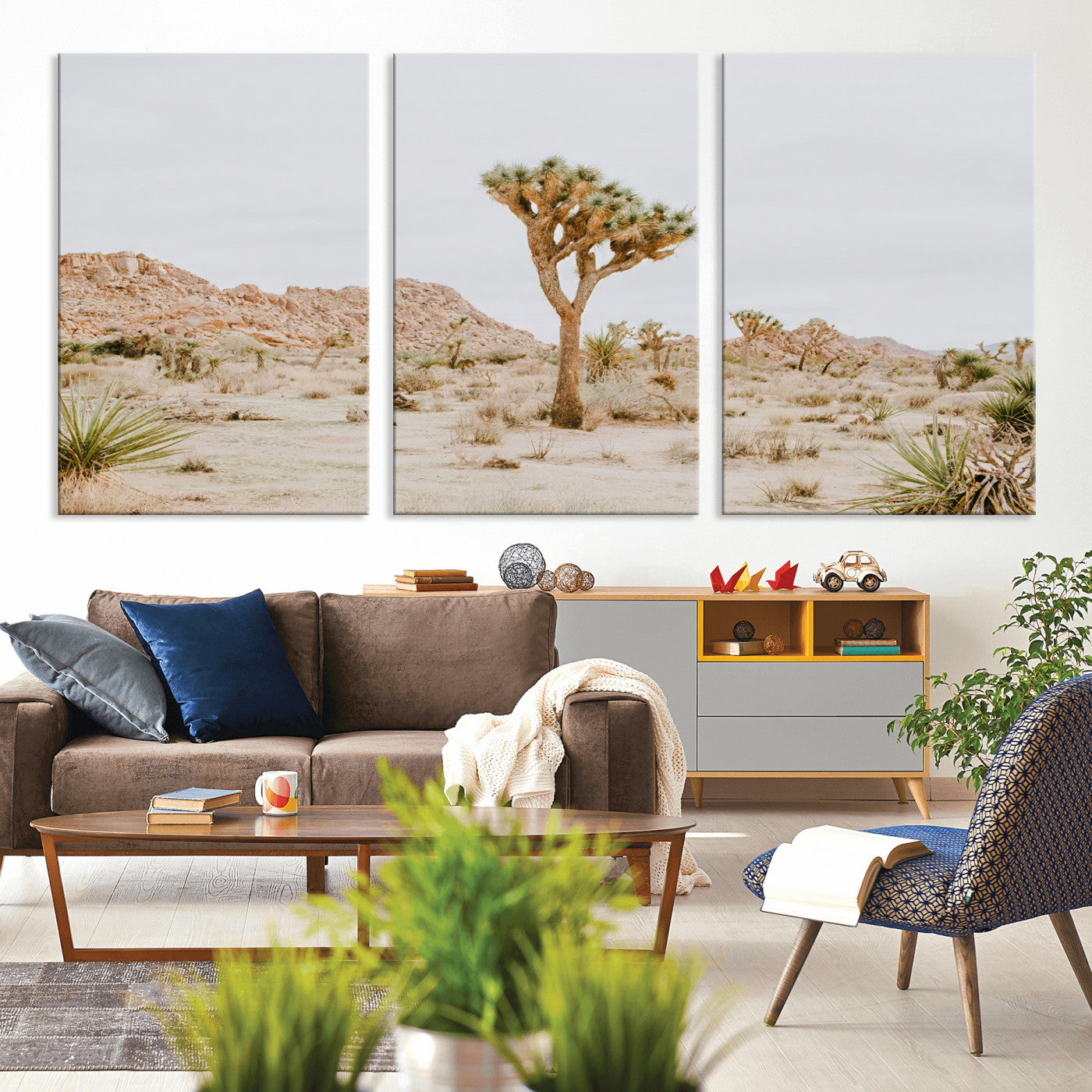 67109959-MGV-CV-36X24-Joshua Tree Wall Art Canvas Print, Framed Neutral Desert Art Picture Print, Earthy Landscape Perfect Neutral Boho Decor Artwork