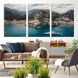 20321590-MGV-CV-36X24-Amalfi Coast Wall Art Canvas Print, Framed Italy Travel Art Picture Print, Mediterranean Landscape Perfect Mediterranean Coastal